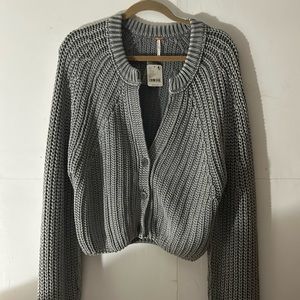 Free People Gray Knit Cardigan